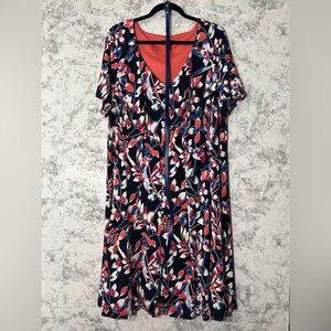 Roz & Ali Navy and Red Floral Midi Dress